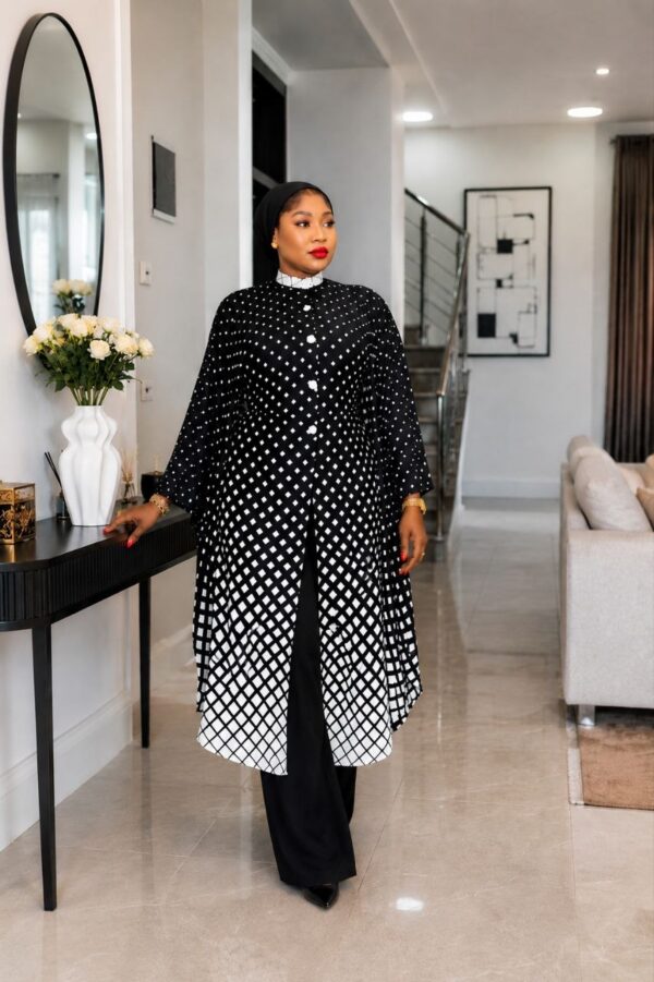 Premium Black Polka Dot Kimono & Pants Set