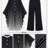 Premium Black Polka Dot Kimono & Pants Set