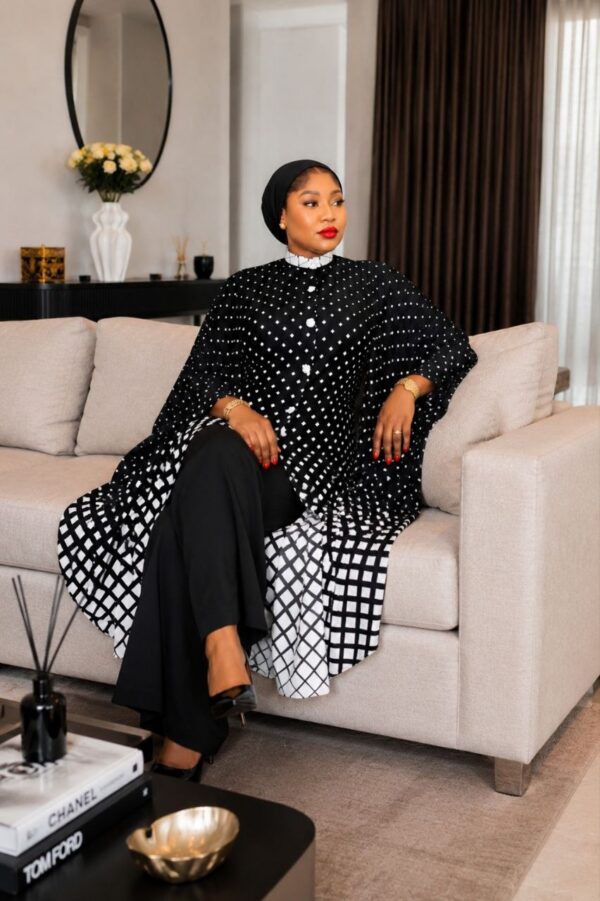Premium Black Polka Dot Kimono & Pants Set