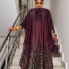 Premium Plum Kimono Set with Leopard Print Pants