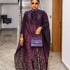 Premium Plum Kimono Set with Leopard Print Pants