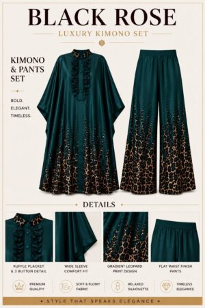 Premium Green Kimono Pants Set - Wholesale B2B