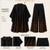 Premium Black Kimono Pants Set
