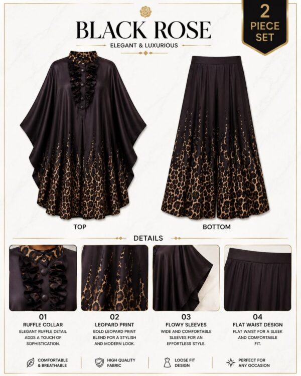 Premium Kimono and Pants Set - Leopard Print