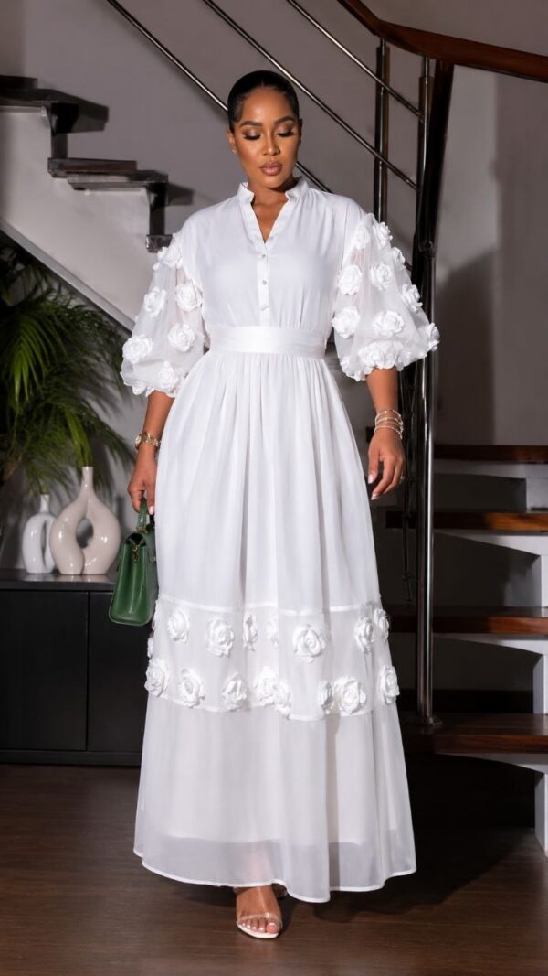 Premium White Floral Maxi Dress - Wholesale