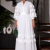 Premium White Floral Appliqué Maxi Dress