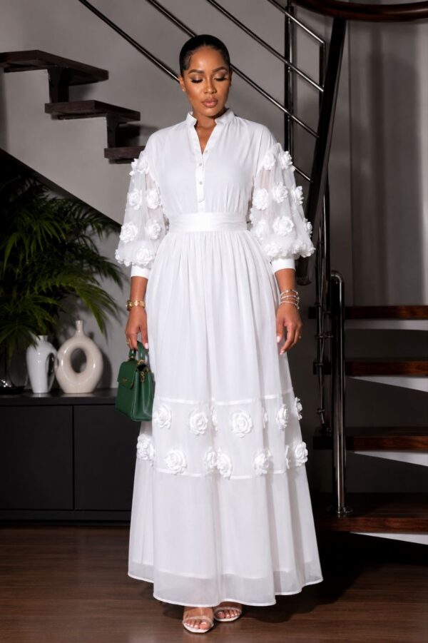 Premium White Floral Maxi Dress - Wholesale