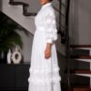 Premium White Floral Appliqué Maxi Dress