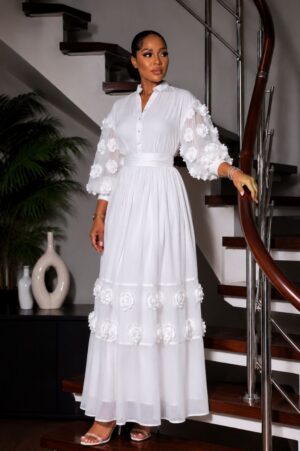 Premium White Floral Maxi Dress - Wholesale