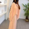 Elegant Two-Piece Pleated Set - Peach Nude