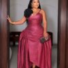 Premium Burgundy Strapless Evening Dress - Wholesale