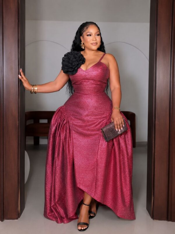 Premium Burgundy Strapless Evening Dress - Wholesale