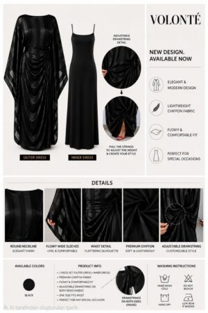 Premium Two-Piece Black Abaya Set - Wholesale