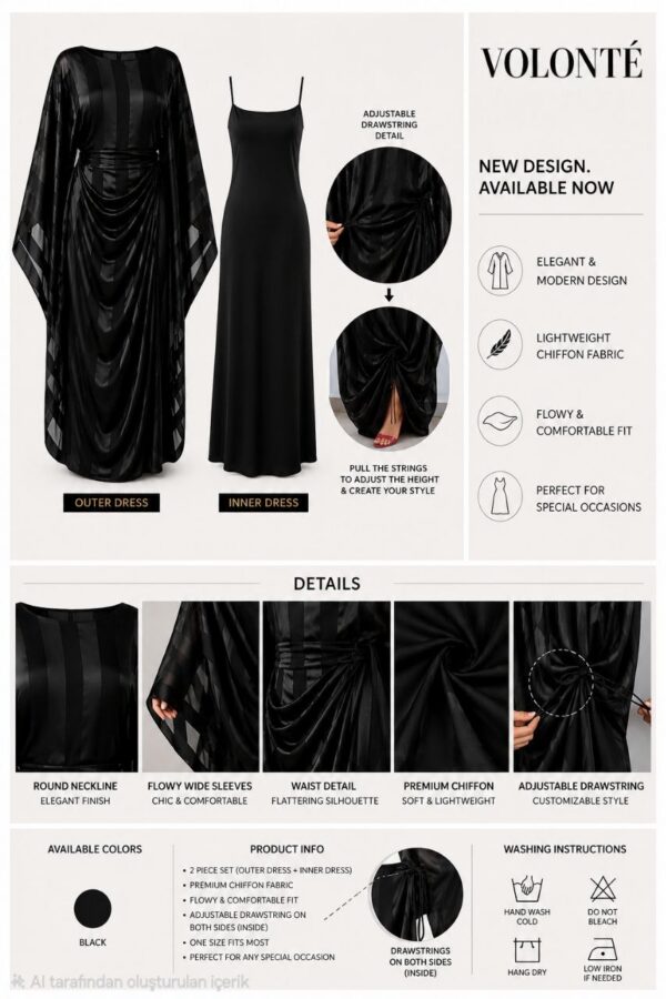 Premium Two-Piece Black Abaya Set - Wholesale