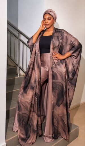 Premium Taupe Kimono & Pants Set - Wholesale Fashion