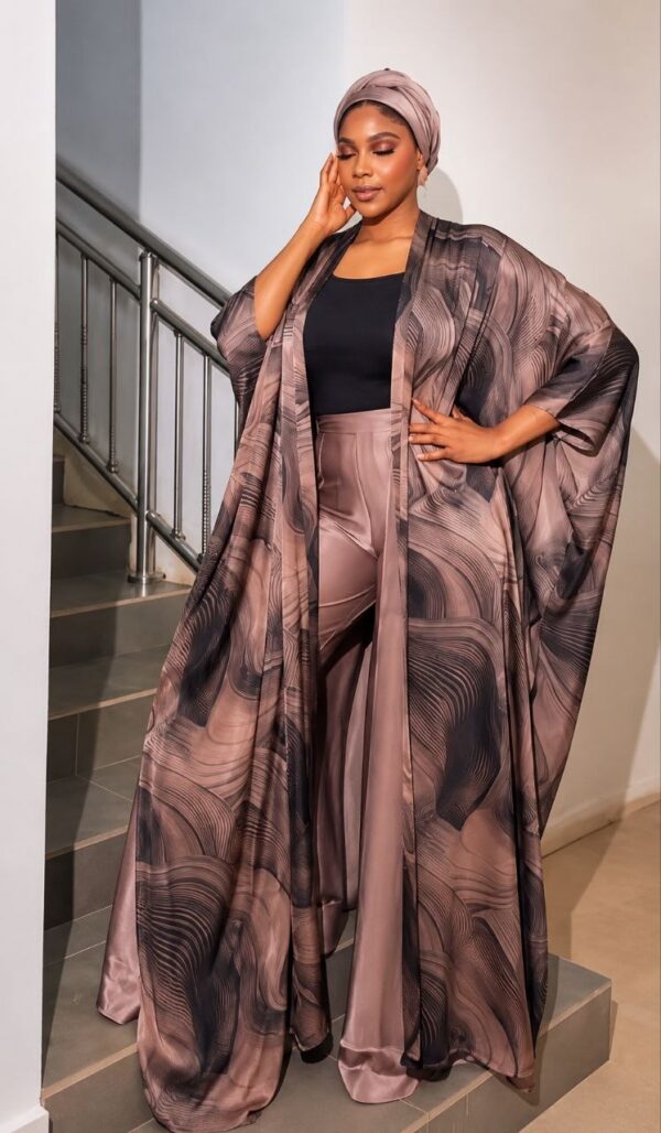 Premium Taupe Kimono & Pants Set - Wholesale Fashion