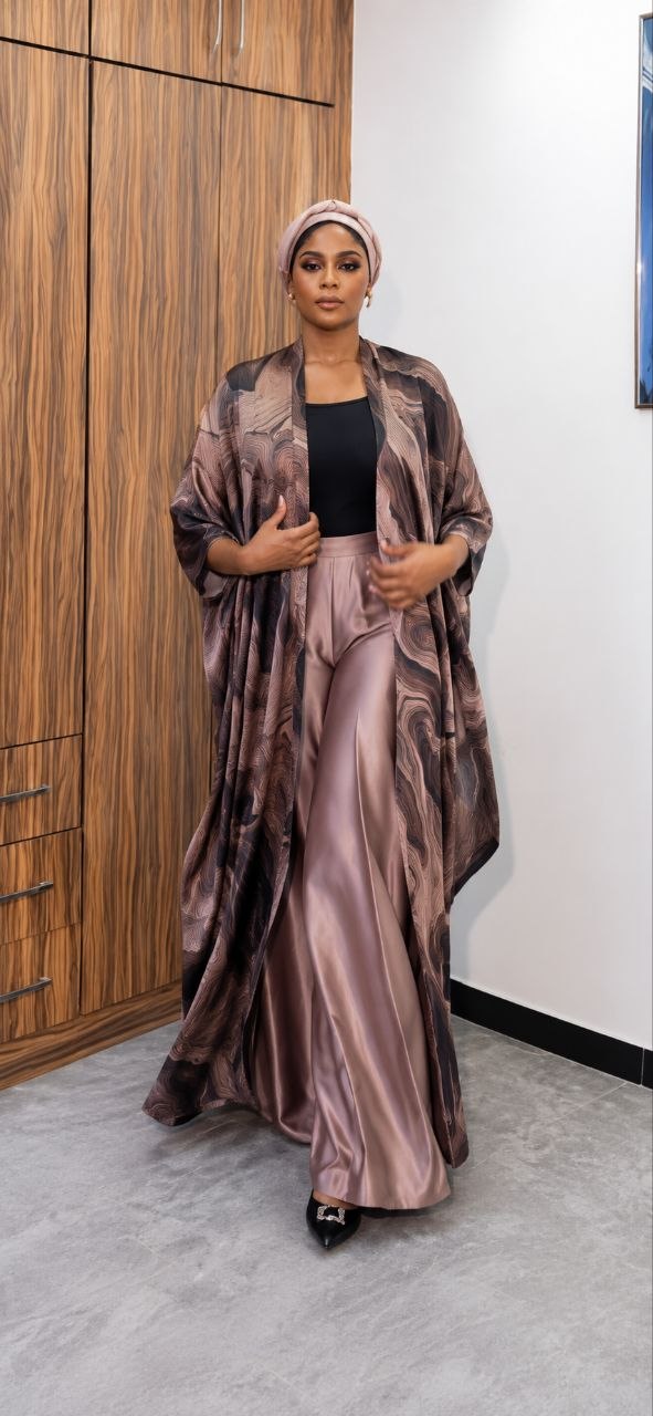 Premium Taupe Kimono & Pants Set - Wholesale Fashion