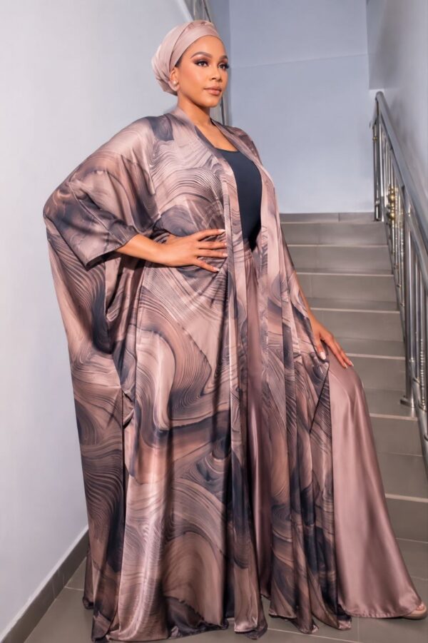 Premium Taupe Kimono & Pants Set - Wholesale Fashion