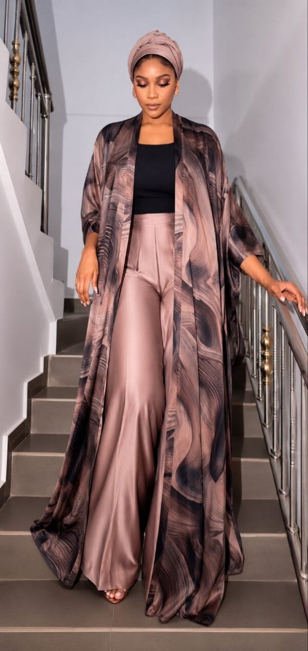 Premium Taupe Kimono & Pants Set - Wholesale Fashion