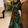Premium Printed Jumpsuit - Emerald Green Multicolor
