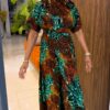Premium Printed Jumpsuit - Emerald Green Multicolor