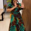 Premium Printed Jumpsuit - Emerald Green Multicolor