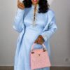 Premium Ice Blue Textured Dress - Wholesale