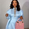 Premium Ice Blue Textured Dress - Wholesale