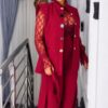 Premium Red 4-Piece Formal Set with Lace Top & Vest Jacket
