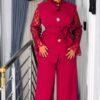 Premium Red 4-Piece Formal Set with Lace Top & Vest Jacket