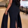 Premium Black Studded One-Shoulder Dress