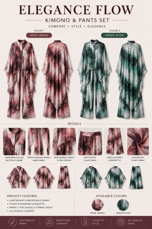 Premium Floral Kimono and Pants Set