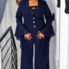 Navy Blue Two-Piece Blazer Suit Set