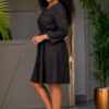 Elegant Color Block Shirt Dress