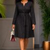 Elegant Color Block Shirt Dress