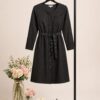 Elegant Color Block Shirt Dress