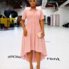 Elegant Color Block Shirt Dress