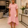 Elegant Color Block Shirt Dress