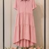 Elegant Color Block Shirt Dress