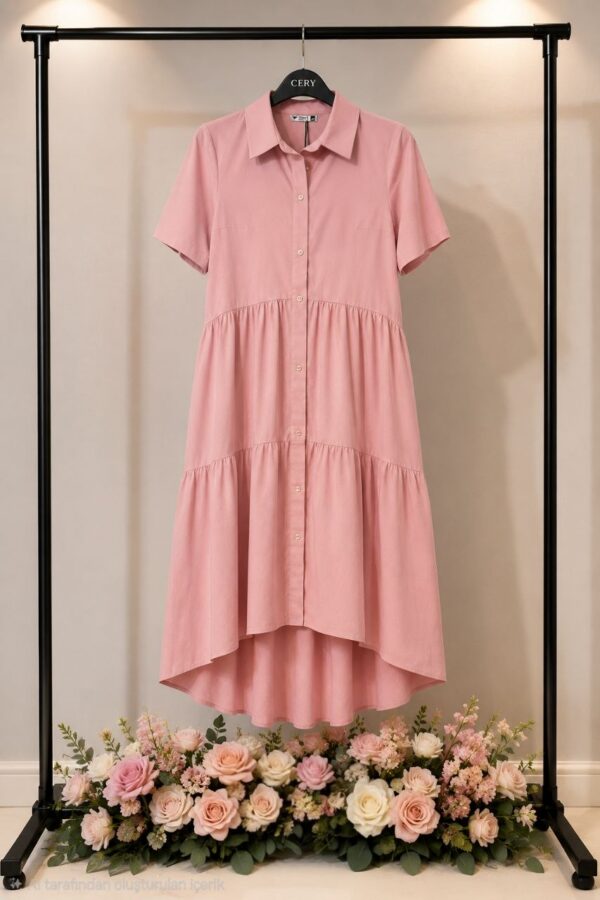 Elegant Color Block Shirt Dress