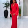 Premium Red Two-Piece Blazer Suit Set