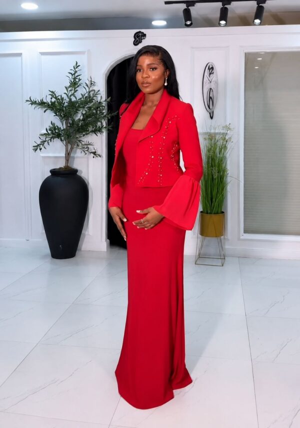 Premium Red Two-Piece Blazer Suit Set