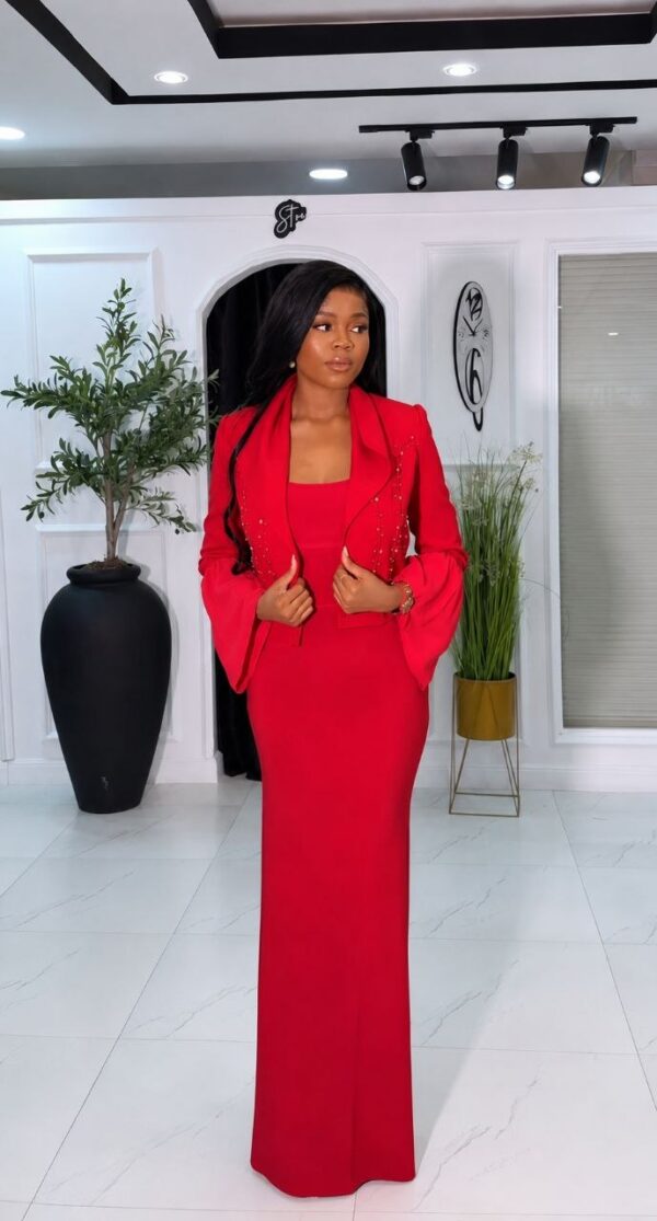 Premium Red Two-Piece Blazer Suit Set