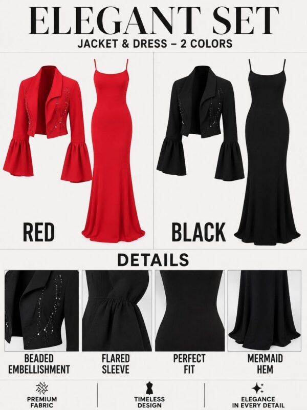 Premium Red Two-Piece Blazer Suit Set