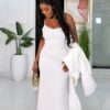Premium White Two-Piece Dress Set