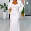 Premium White Two-Piece Dress Set