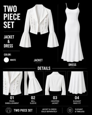 Premium White Two-Piece Dress Set