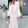 Premium White Two-Piece Dress Set