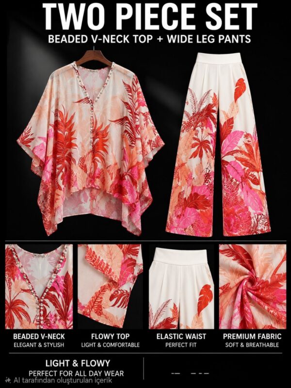 Premium Two-Piece Tropical Print Set