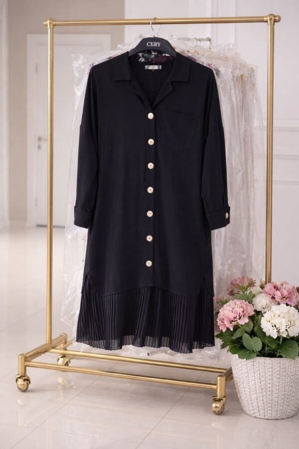 Elegant Color Block Shirt Dress